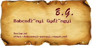 Babcsányi Gyöngyi névjegykártya